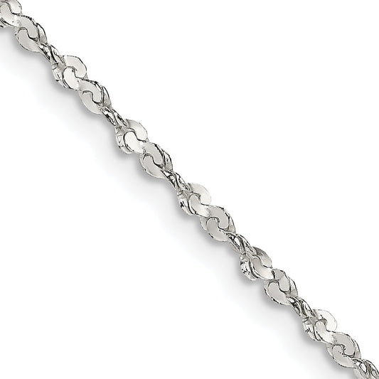 16 Inch Sterling Silver 1.8mm Twisted Serpentine Chain Necklace