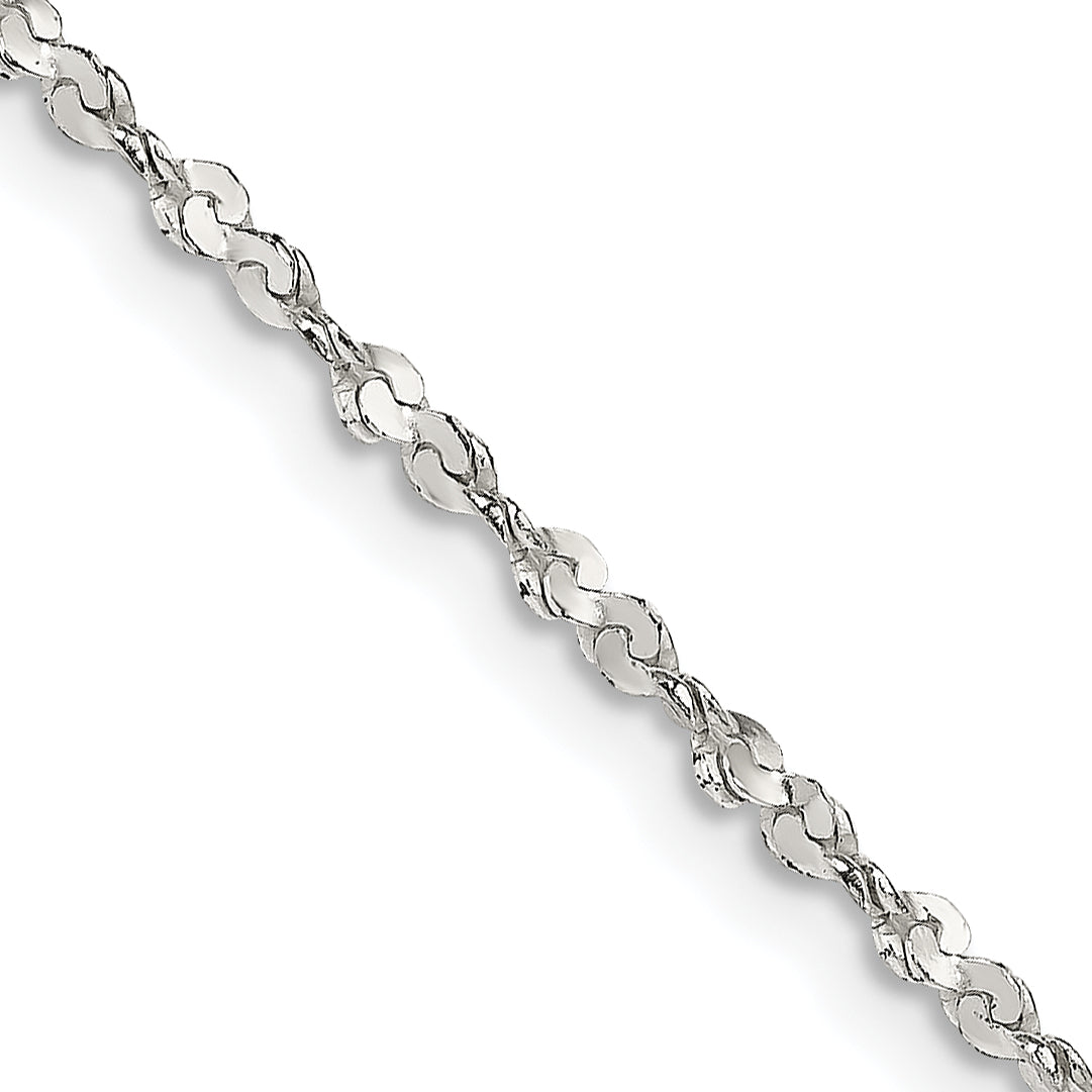 18 Inch Sterling Silver 1.8mm Twisted Serpentine Chain Necklace