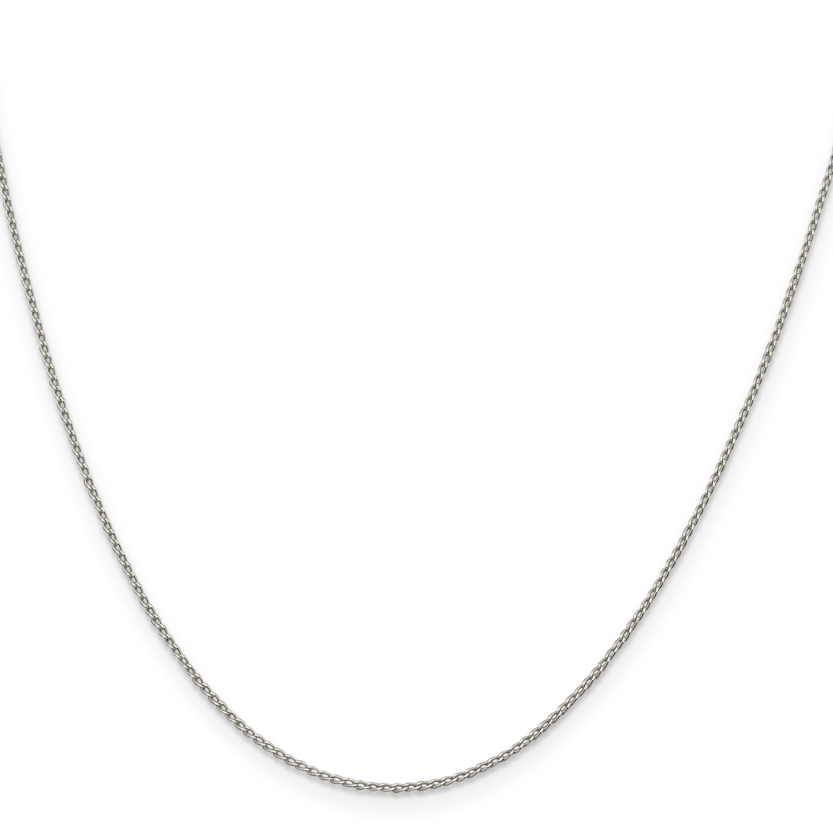 24 Inch Sterling Silver 1mm Open Elongated Link Curb Chain Necklace