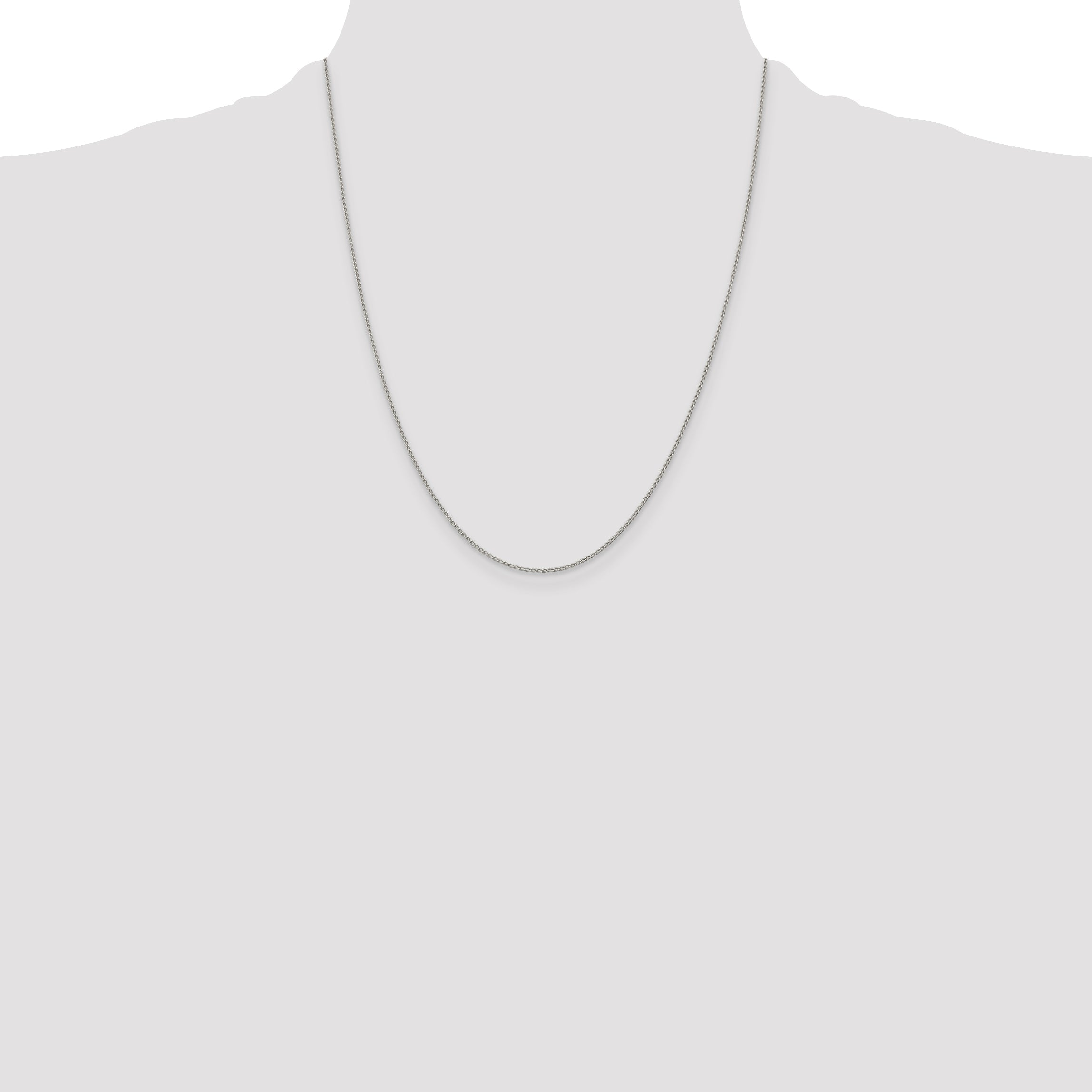 22 Inch Sterling Silver 1mm Open Elongated Link Curb Chain Necklace