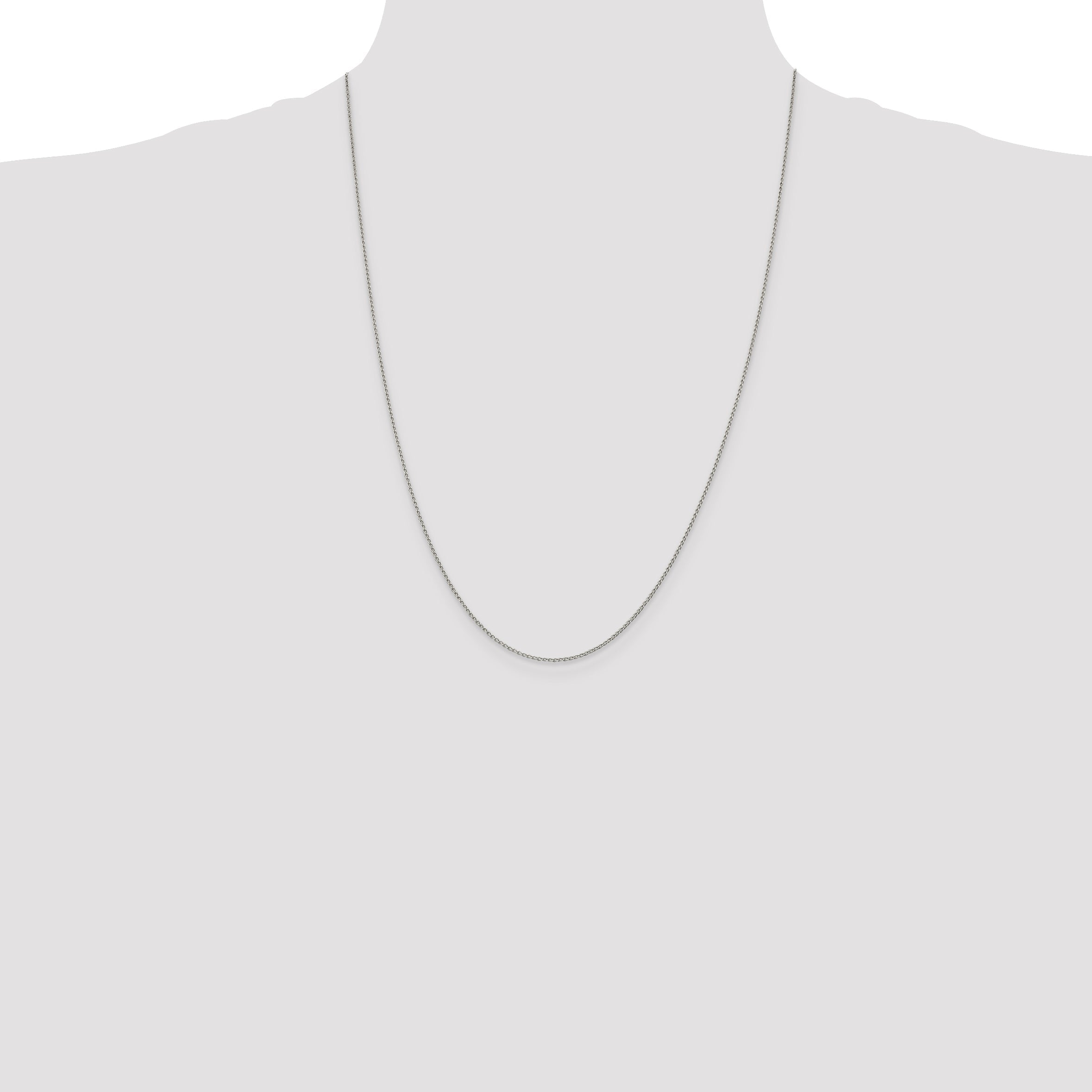 24 Inch Sterling Silver 1mm Open Elongated Link Curb Chain Necklace