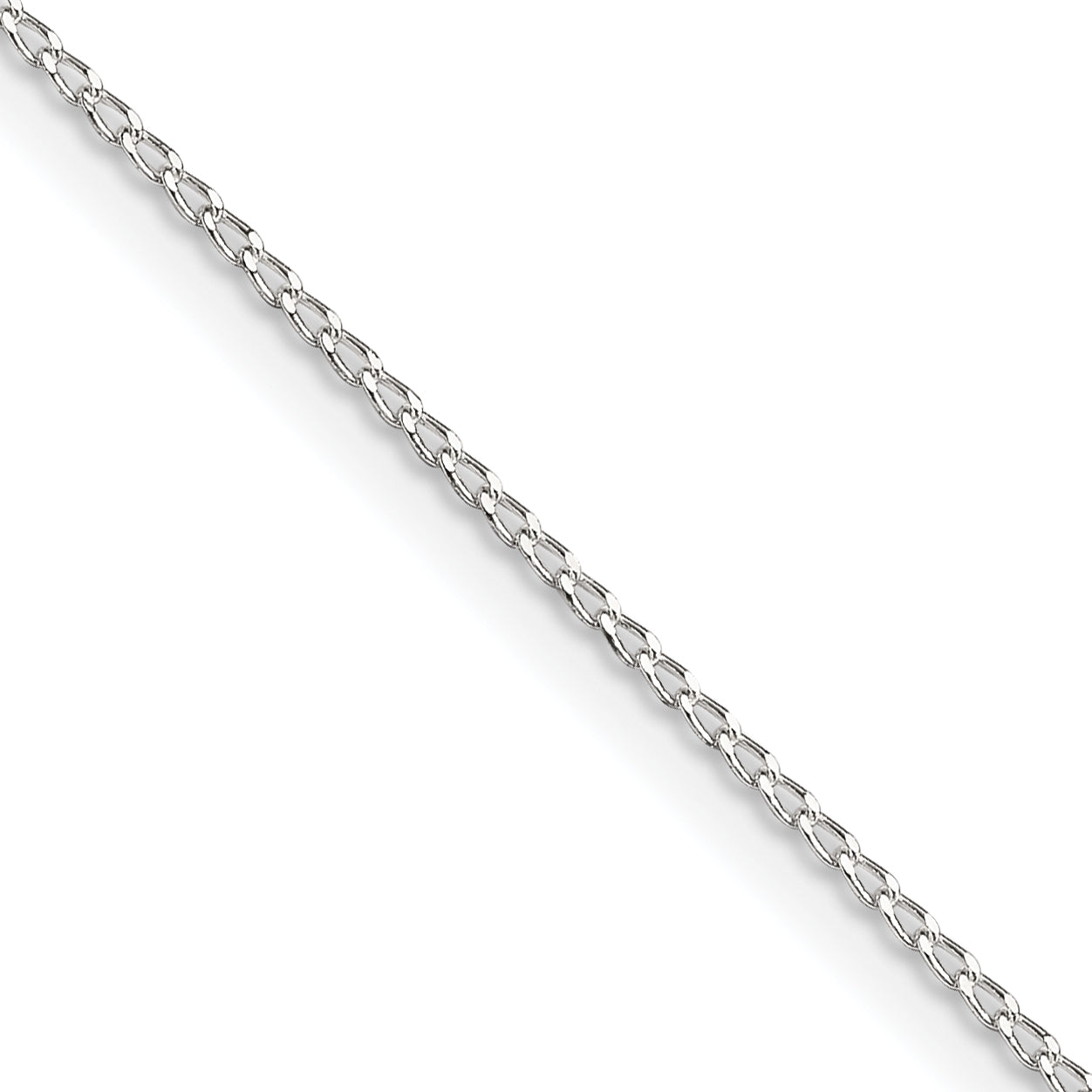 14 Inch Sterling Silver 1mm Open Elongated Link Curb Chain Necklace