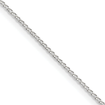 22 Inch Sterling Silver 1mm Open Elongated Link Curb Chain Necklace