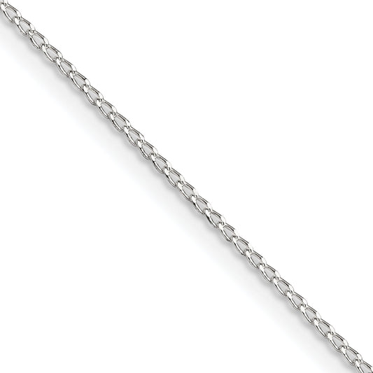 16 Inch Sterling Silver 1mm Open Elongated Link Curb Chain Necklace