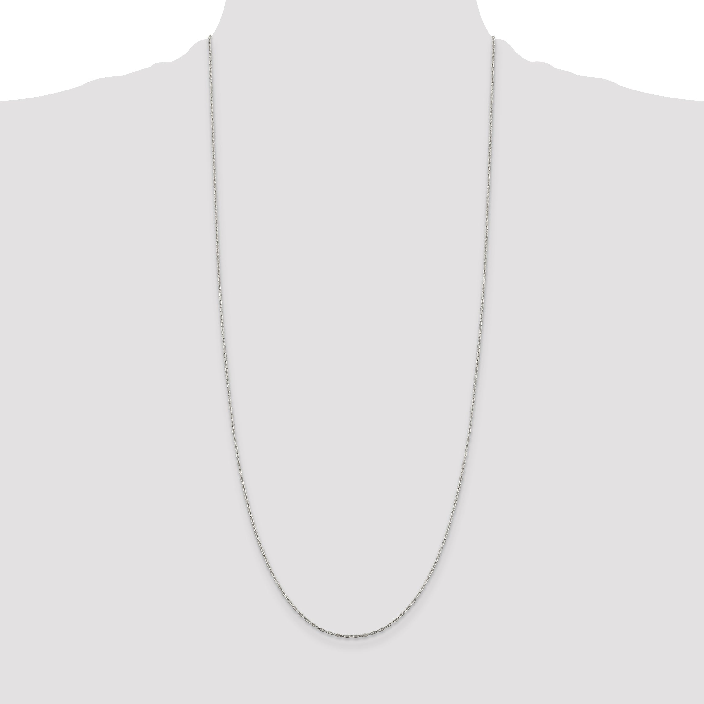 30 Inch Sterling Silver 1.4mm Flat Oval Cable Chain Necklace