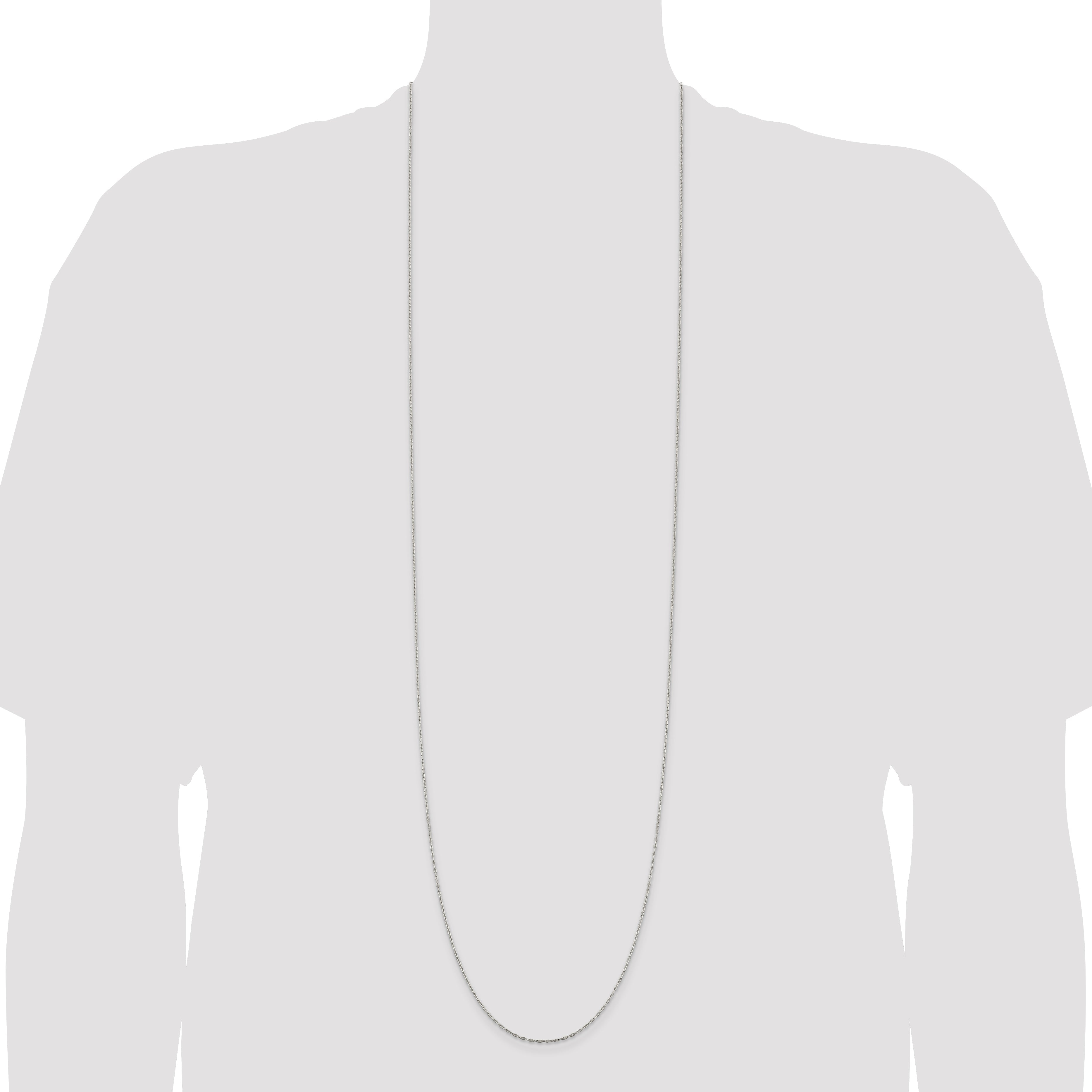 42 Inch Sterling Silver 1.4mm Beveled Oval Cable Chain Necklace