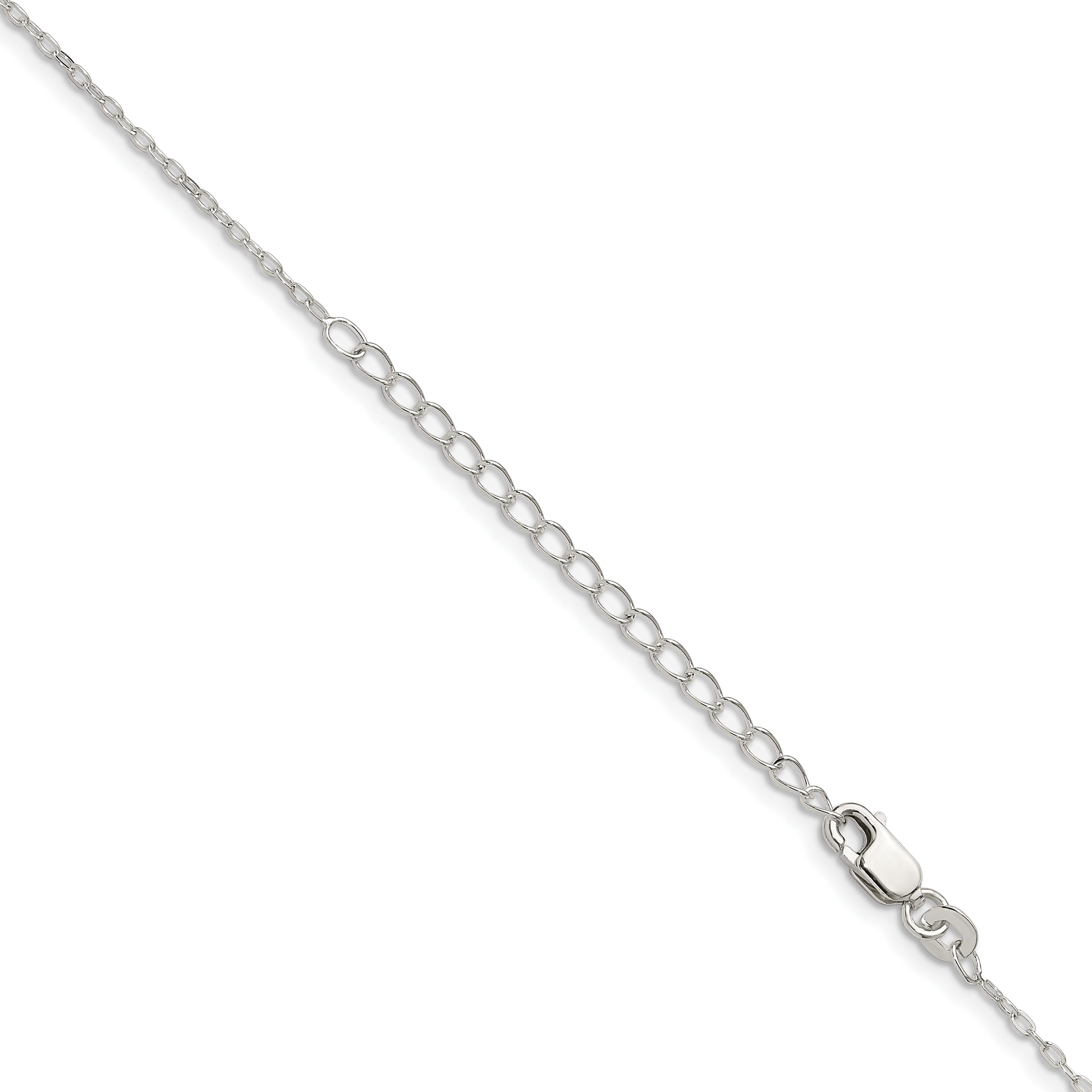 18 Inch Sterling Silver 1.4mm Flat Oval Cable Chain W/2In Ext.