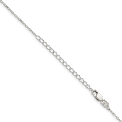 18 Inch Sterling Silver 1.4mm Flat Oval Cable Chain W/2In Ext.