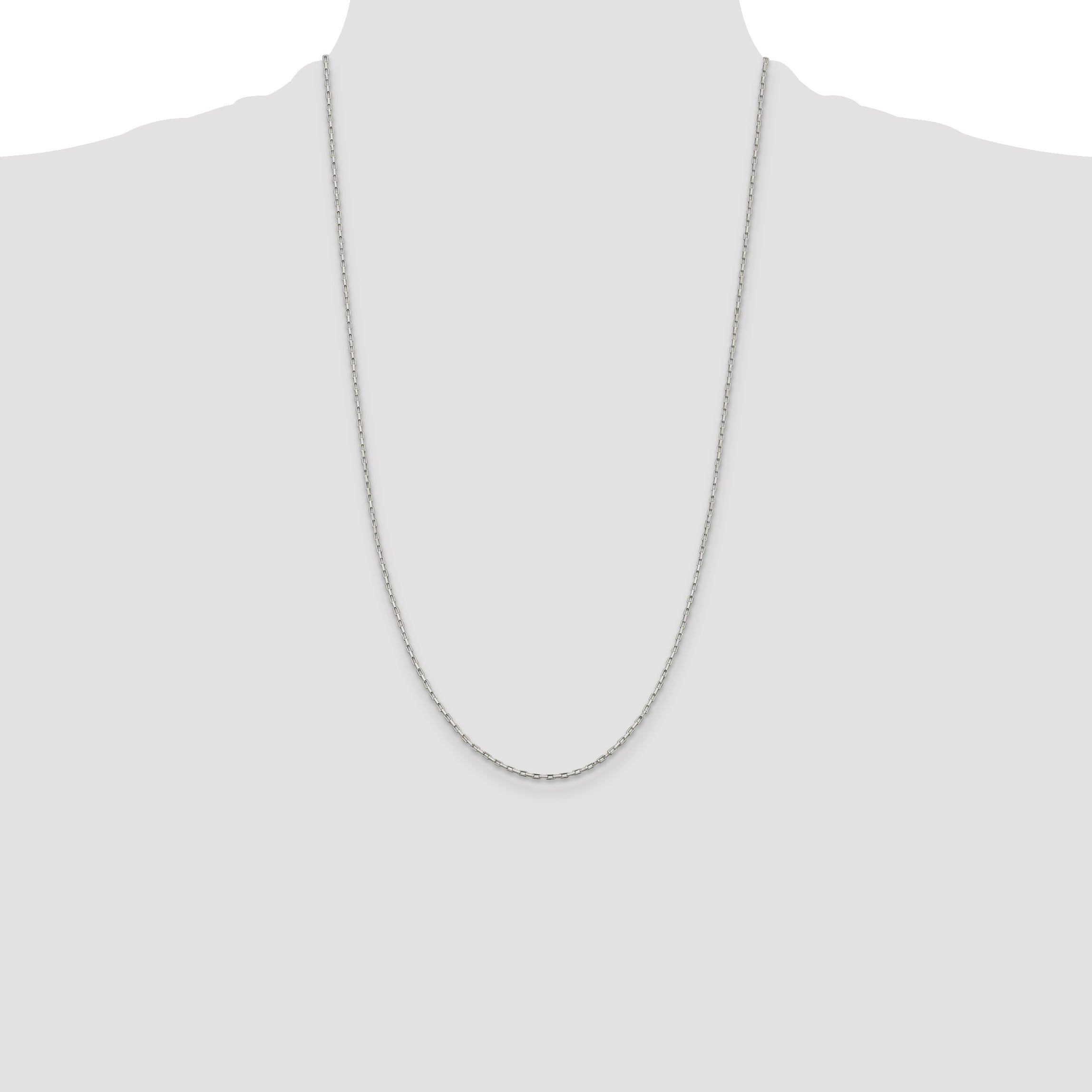 26 Inch Sterling Silver 1.3mm Elongated Box Chain Necklace
