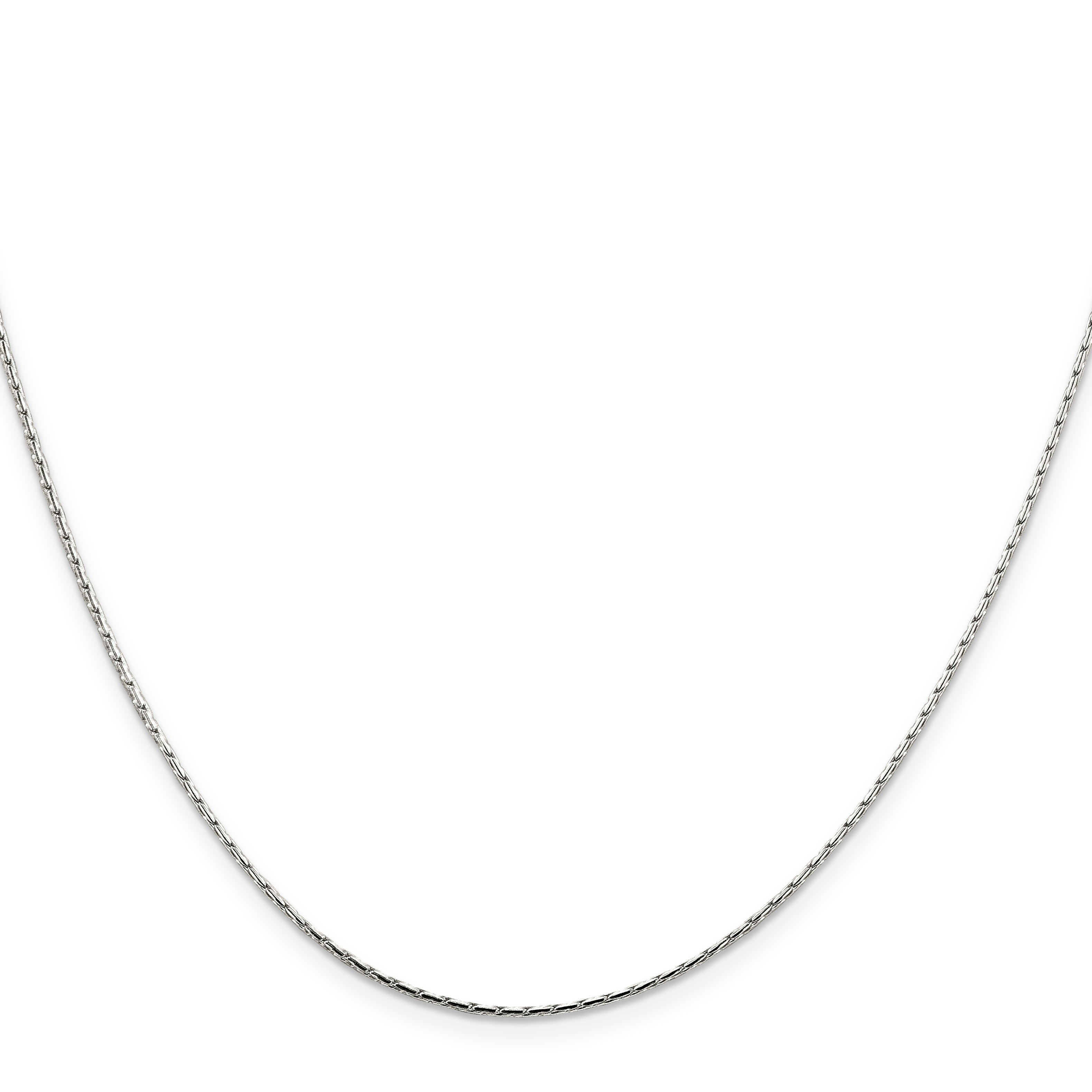 22 Inch Sterling Silver 1mm Oval Box Chain Necklace