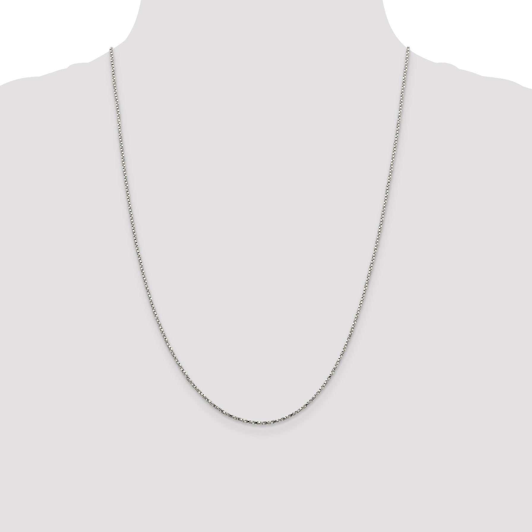 24 Inch Sterling Silver 1.35mm Twisted Box Chain Necklace