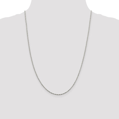 24 Inch Sterling Silver 1.35mm Twisted Box Chain Necklace
