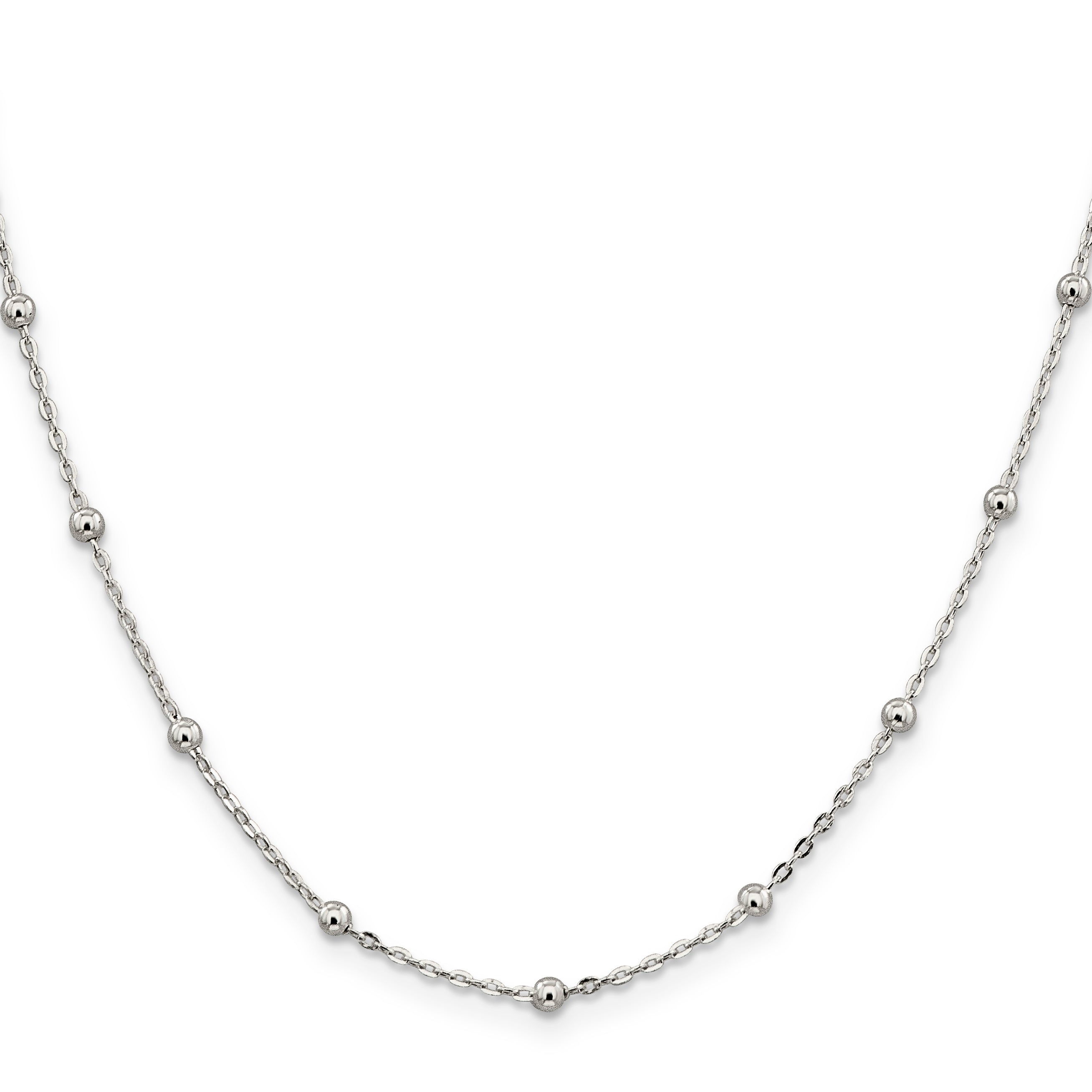 20 Inch Sterling Silver 1.3mm Fancy Beaded Chain Necklace
