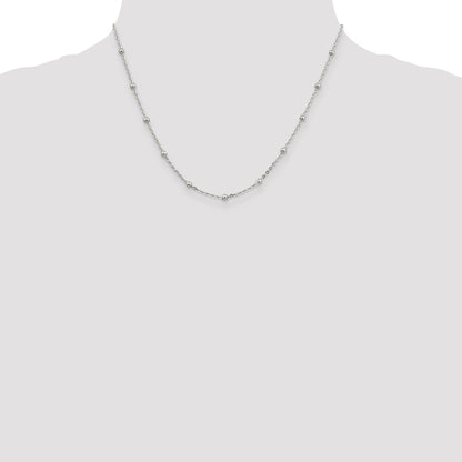 18 Inch Sterling Silver 1.3mm Fancy Beaded Chain Necklace