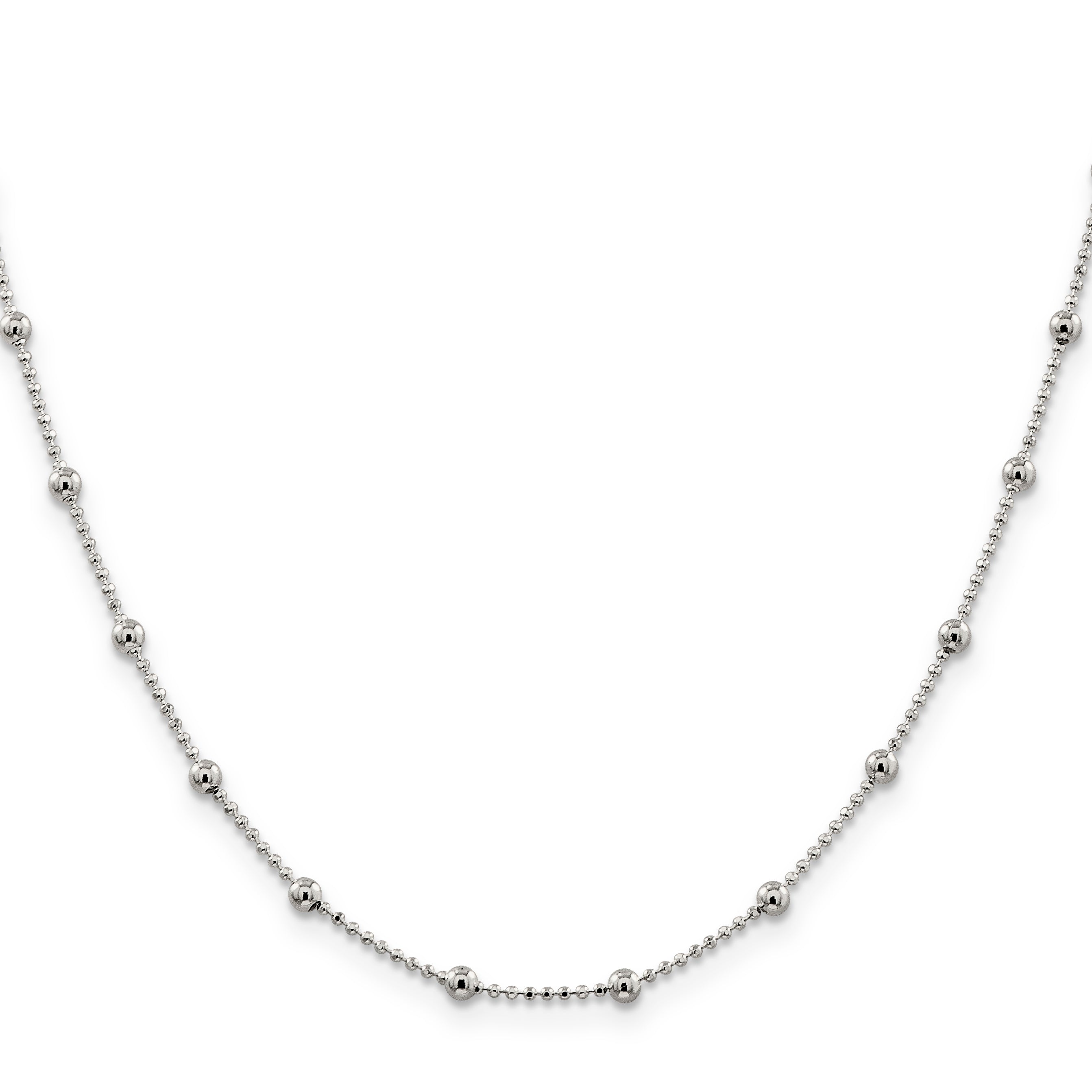 24 Inch Sterling Silver 1.15mm Diamond-Cut Fancy Beaded Chain Necklace
