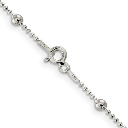 20 Inch Sterling Silver 1.15mm Diamond-Cut Fancy Beaded Chain Necklace