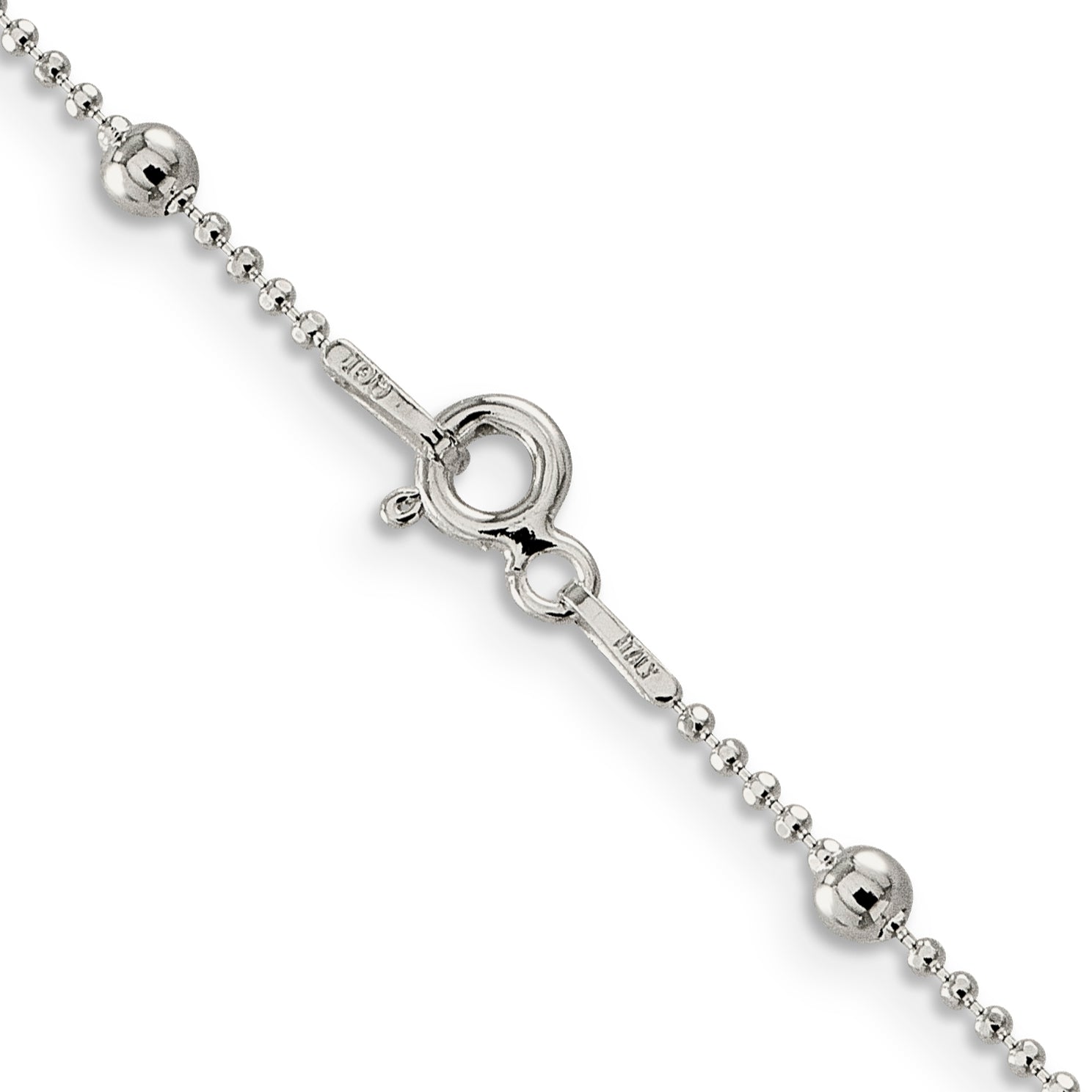 24 Inch Sterling Silver 1.15mm Diamond-Cut Fancy Beaded Chain Necklace