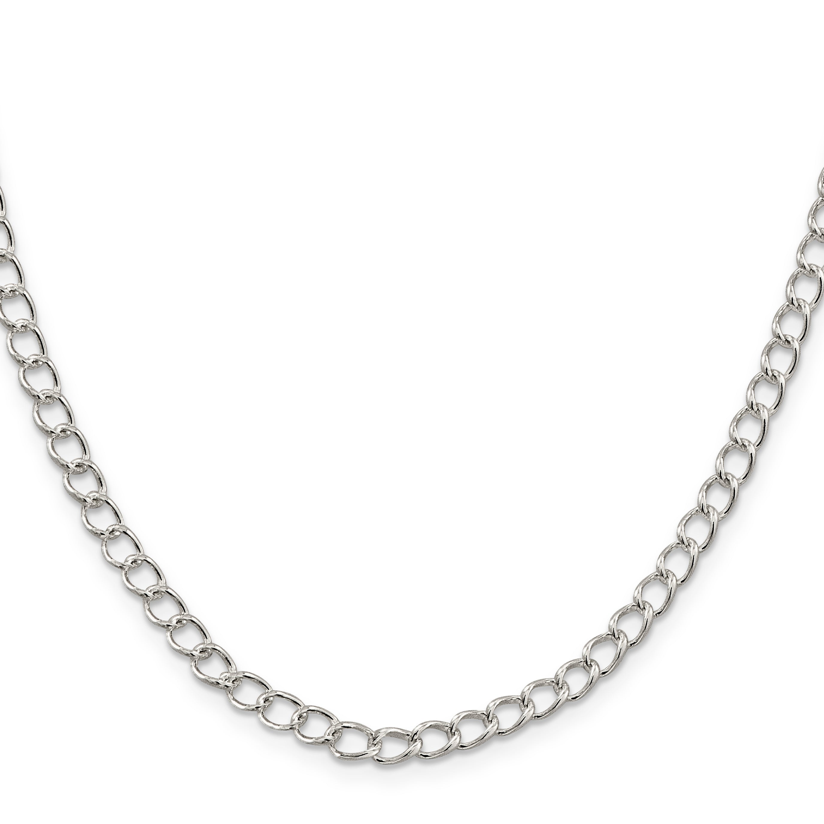 18 Inch Sterling Silver 4.5mm Half Round Wire Open Curb Chain Necklace