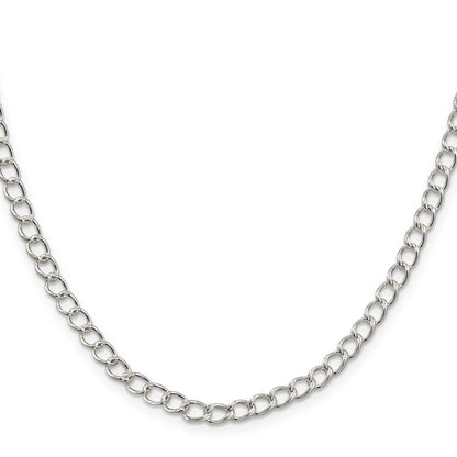 24 Inch Sterling Silver 4.5mm Half Round Wire Open Curb Chain Necklace