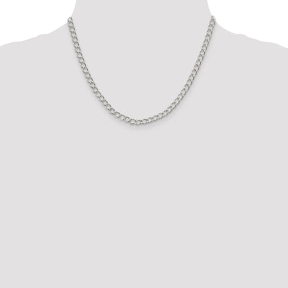 18 Inch Sterling Silver 4.5mm Half Round Wire Open Curb Chain Necklace