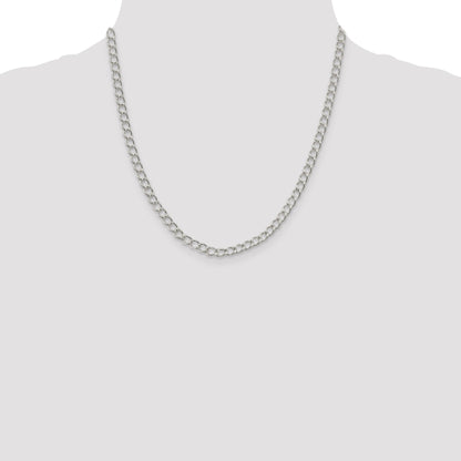 20 Inch Sterling Silver 4.5mm Half Round Wire Open Curb Chain Necklace