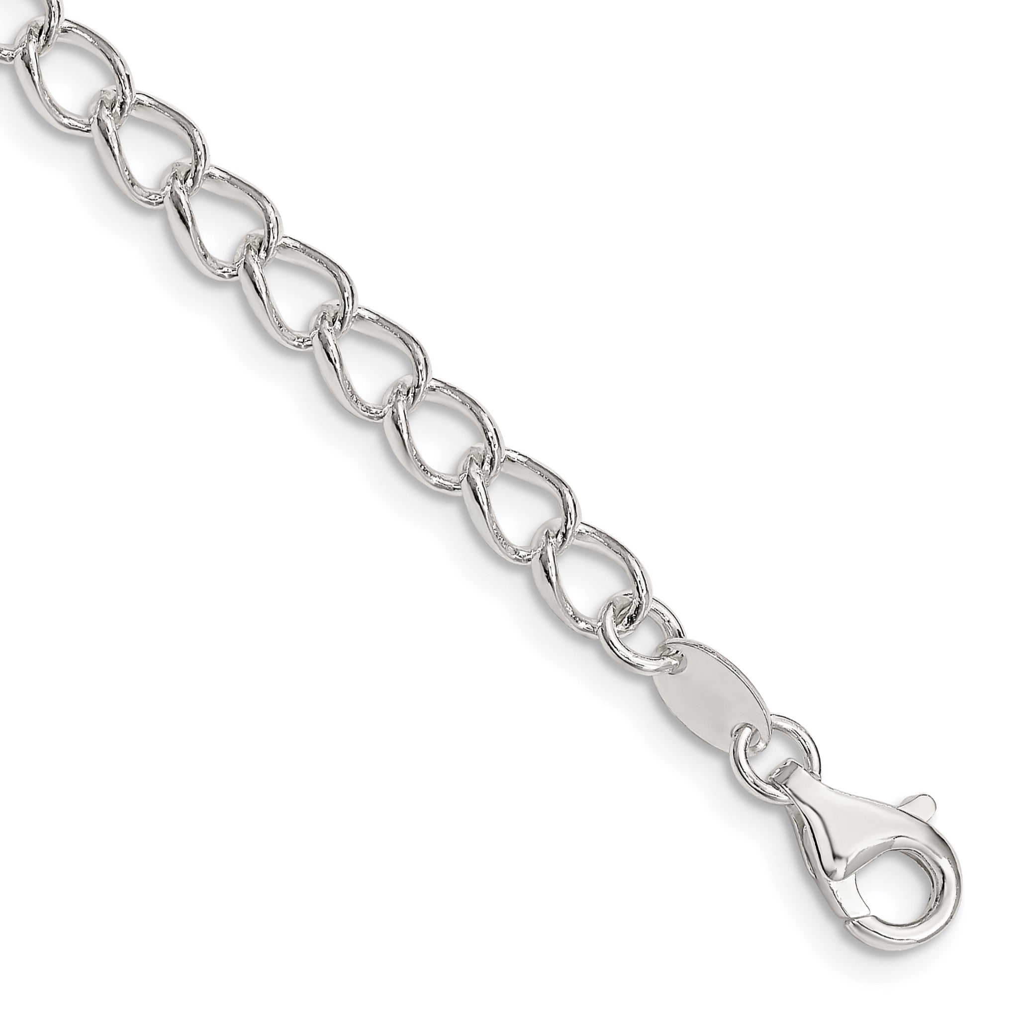 7 Inch Sterling Silver 4.5mm Half Round Wire Open Curb Chain Bracelet