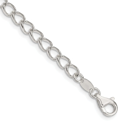 8 Inch Sterling Silver 4.5mm Half Round Wire Open Curb Chain Bracelet