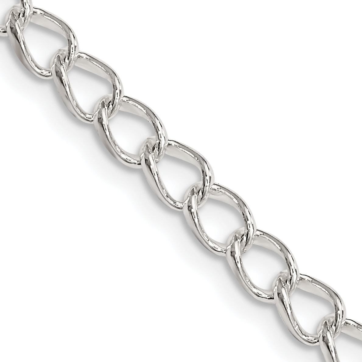 24 Inch Sterling Silver 4.5mm Half Round Wire Open Curb Chain Necklace