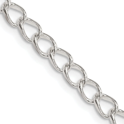 24 Inch Sterling Silver 4.5mm Half Round Wire Open Curb Chain Necklace