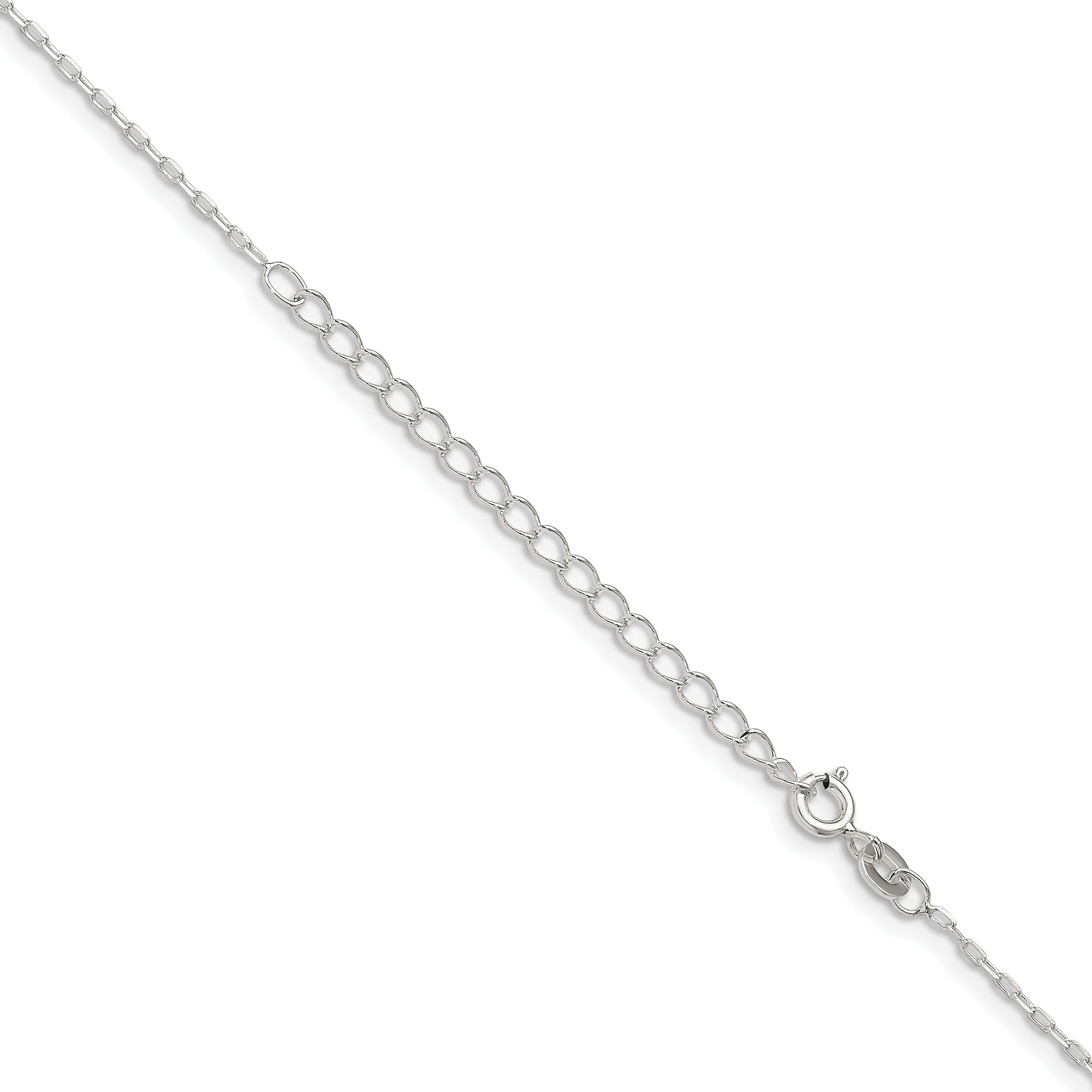 18 Inch Sterling Silver 1mm Diamond-Cut Long Link Cable Chain W/2In Ext.