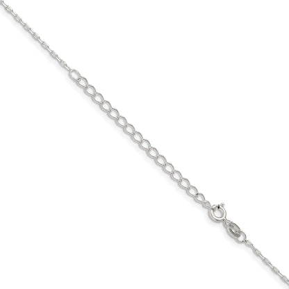 18 Inch Sterling Silver 1mm Diamond-Cut Long Link Cable Chain W/2In Ext.