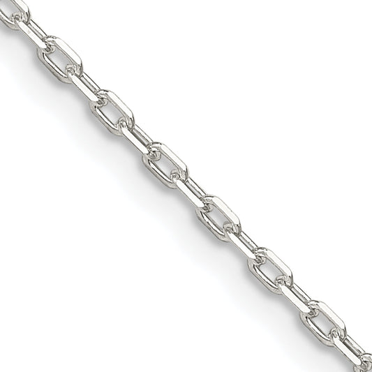 16 Inch Sterling Silver 1.65mm Diamond-Cut Long Link Cable Chain Necklace