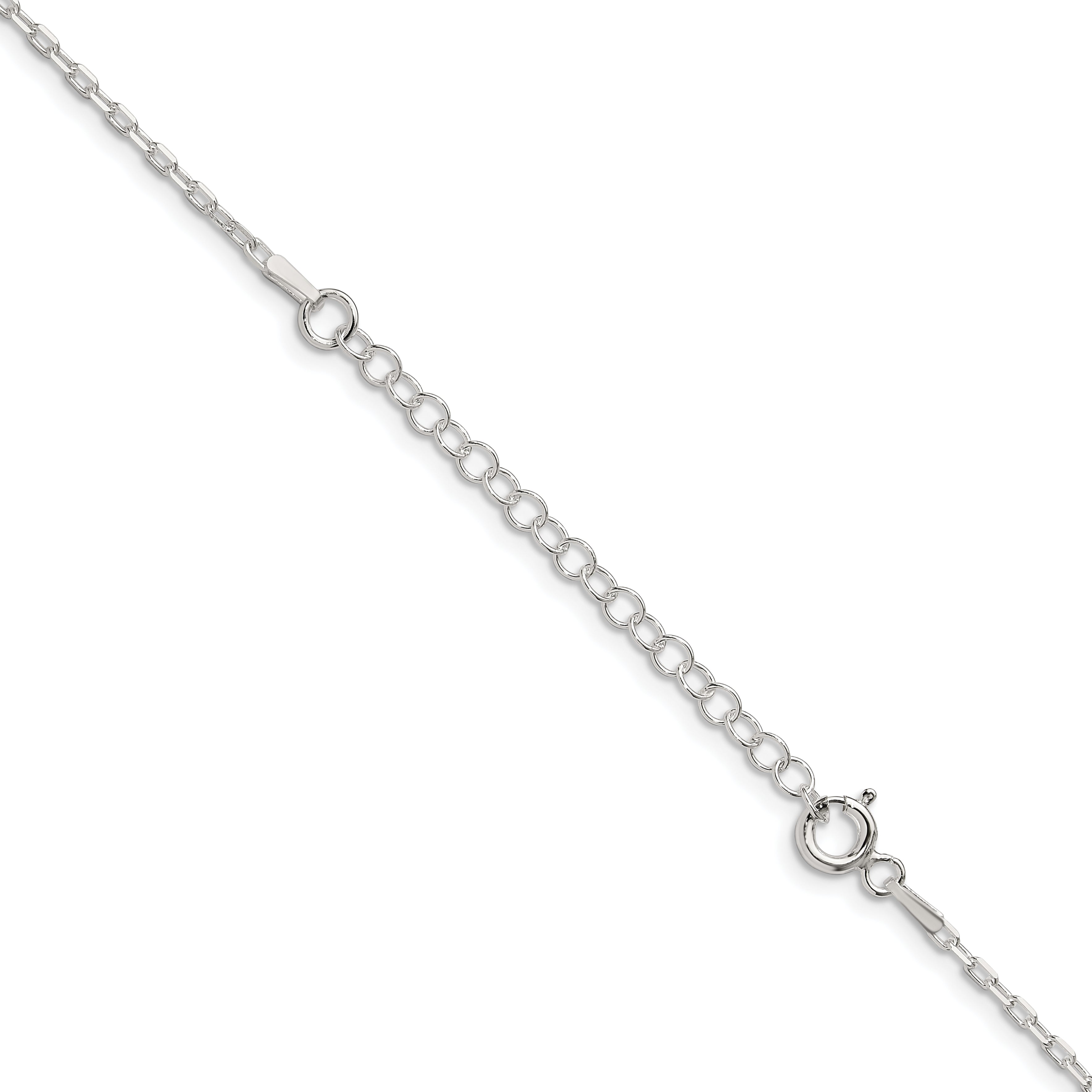18 Inch Sterling Silver 1.65mm Diamond-Cut Long Link Cable Chain W/2In Ext.