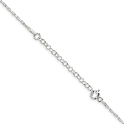 18 Inch Sterling Silver 1.65mm Diamond-Cut Long Link Cable Chain W/2In Ext.