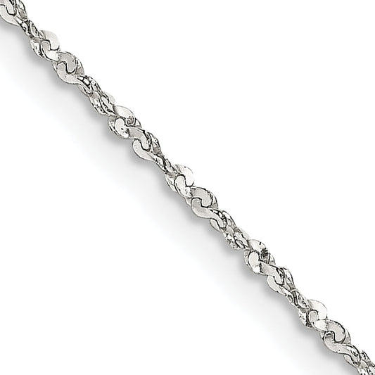 16 Inch Sterling Silver 1.2mm Twisted Serpentine Chain Necklace