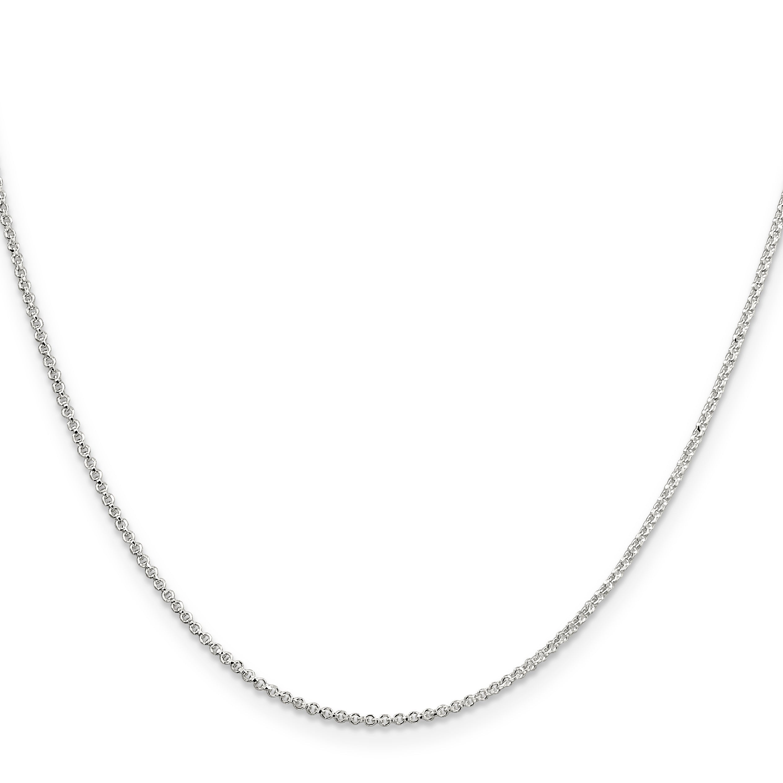24 Inch Sterling Silver 1.4mm Diamond-Cut Rolo Chain Necklace