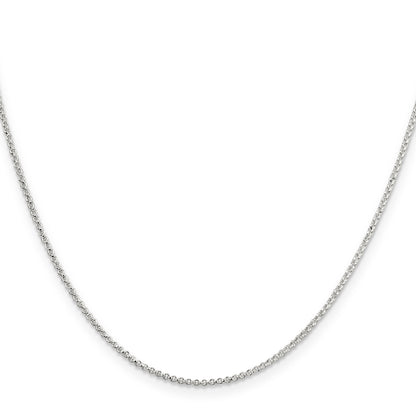 24 Inch Sterling Silver 1.4mm Diamond-Cut Rolo Chain Necklace
