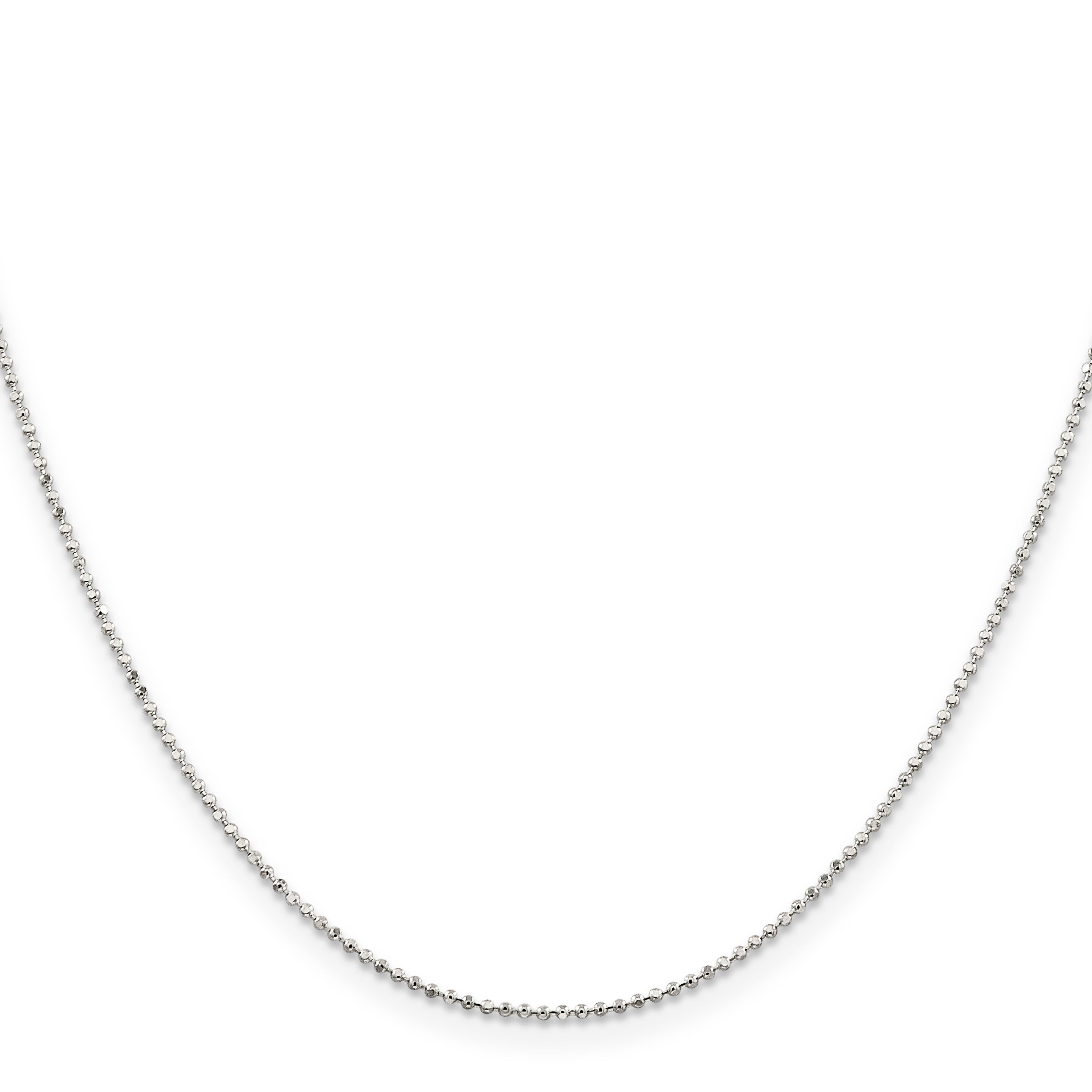 24 Inch Sterling Silver 1.05mm Square Fancy Beaded Chain Necklace