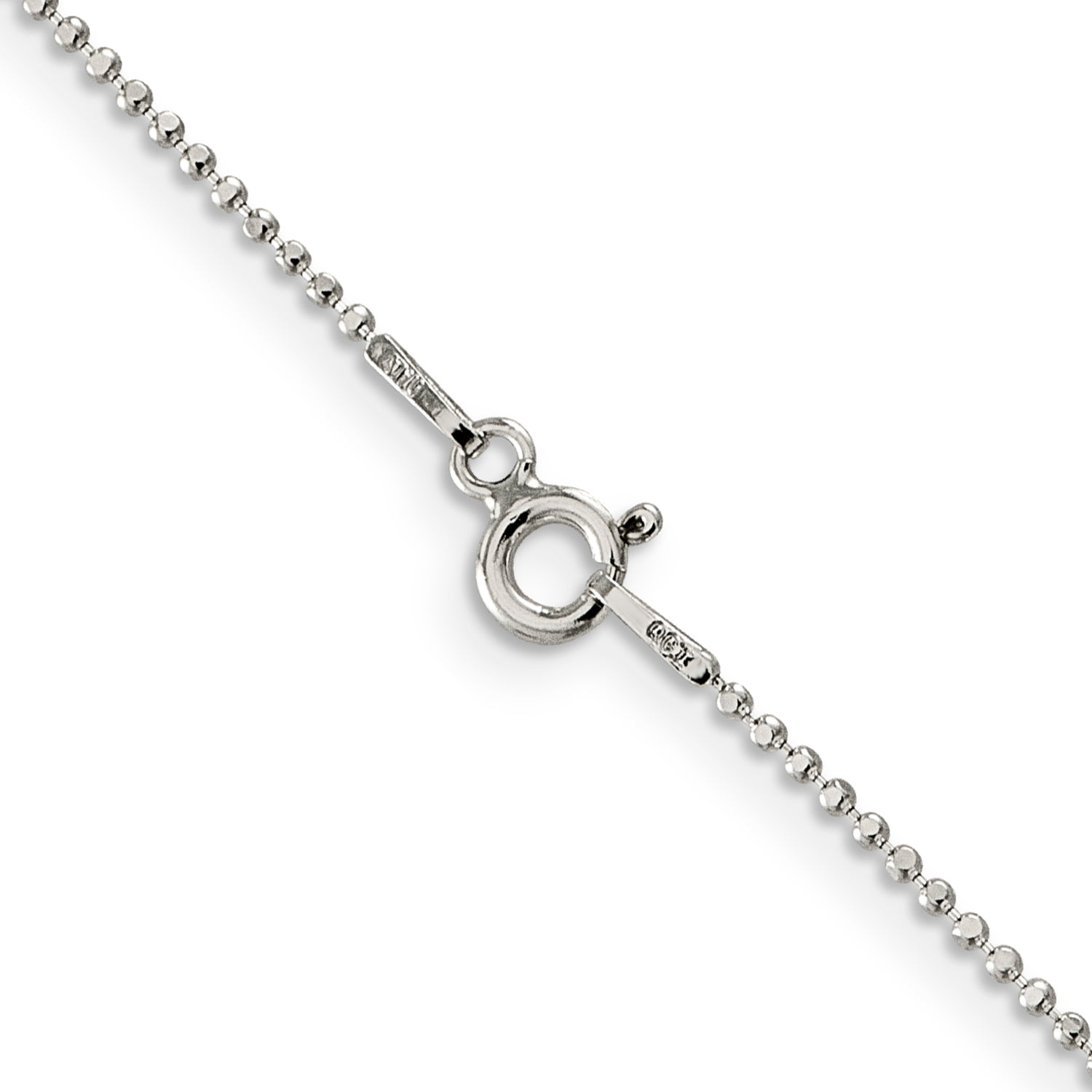 20 Inch Sterling Silver 1.05mm Square Fancy Beaded Chain Necklace