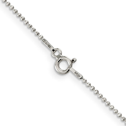 20 Inch Sterling Silver 1.05mm Square Fancy Beaded Chain Necklace