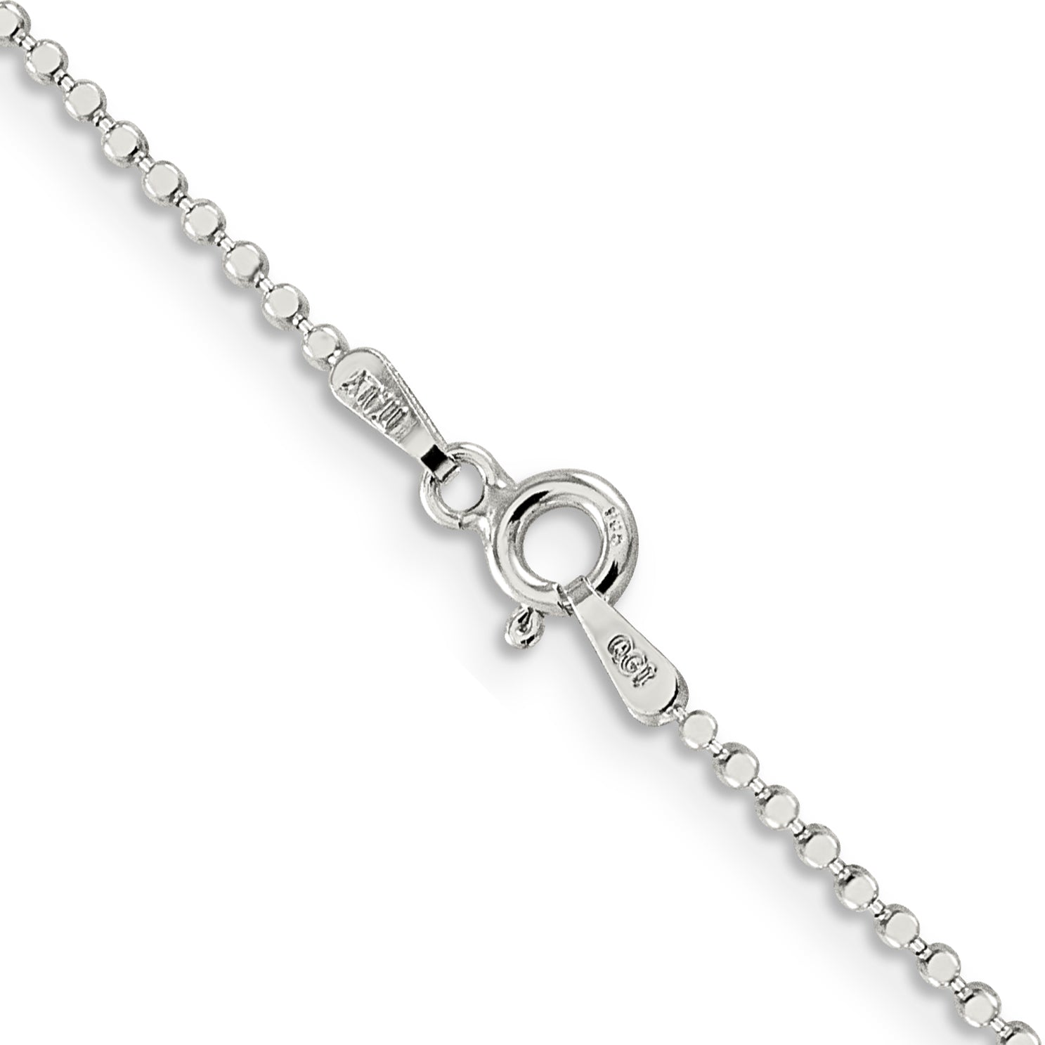 16 Inch Sterling Silver 1.15mm Square Fancy Beaded Chain Necklace
