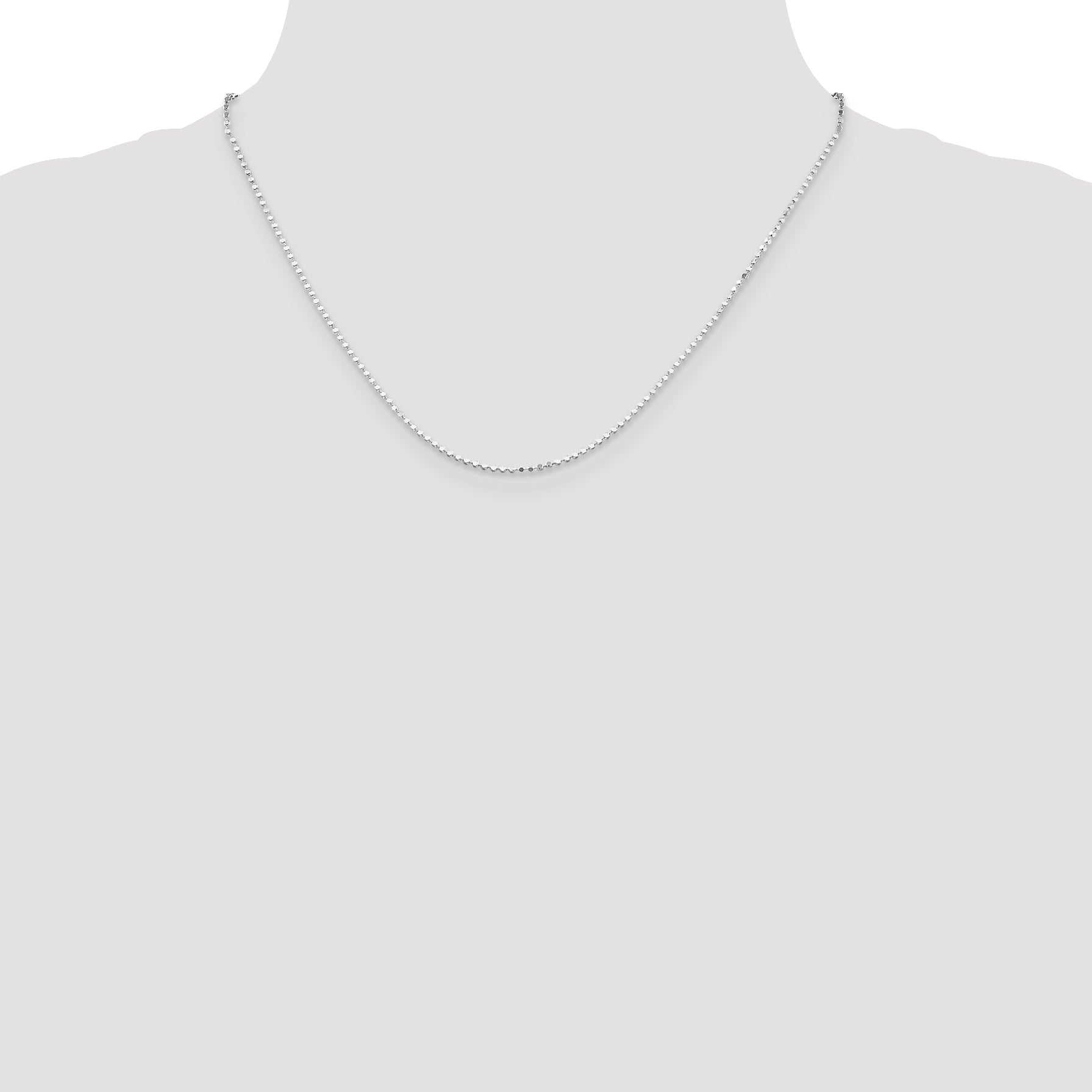 18 Inch Sterling Silver 1.15mm Square Fancy Beaded Chain Necklace