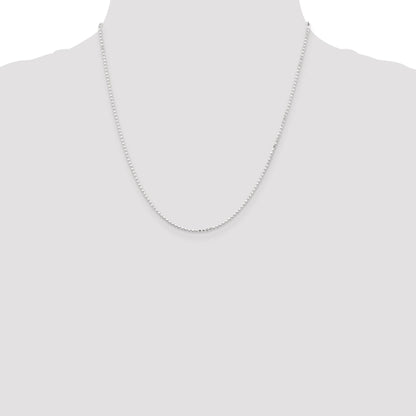 20 Inch Sterling Silver 1.15mm Square Fancy Beaded Chain Necklace