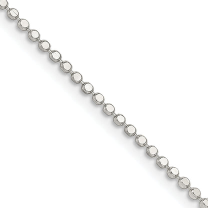 18 Inch Sterling Silver 1.15mm Square Fancy Beaded Chain Necklace