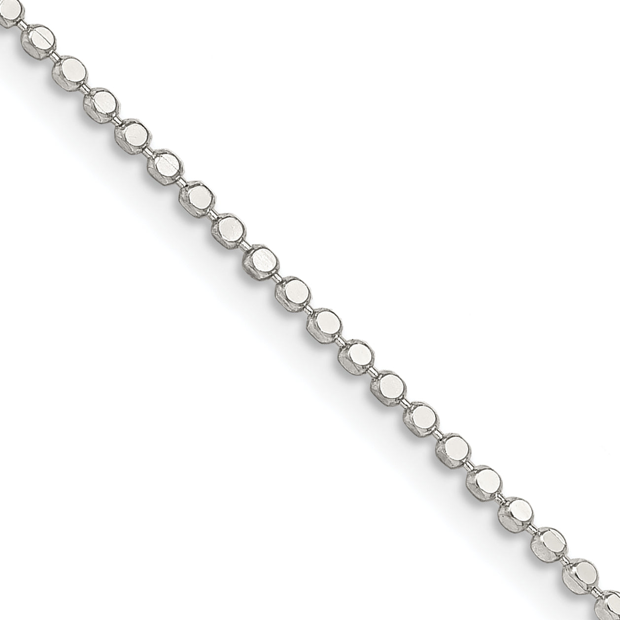 16 Inch Sterling Silver 1.15mm Square Fancy Beaded Chain Necklace