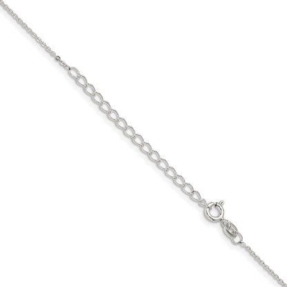18 Inch Sterling Silver .9mm Flat Link Cable Chain W/2In Ext.
