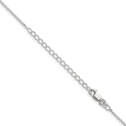 18 Inch Sterling Silver 1mm Flat Link Cable Chain W/2In Ext.