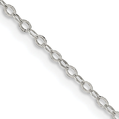 18 Inch Sterling Silver 1.5mm Flat Open Oval Cable Chain Necklace