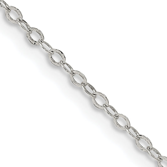 18 Inch Sterling Silver 1.5mm Flat Open Oval Cable Chain Necklace