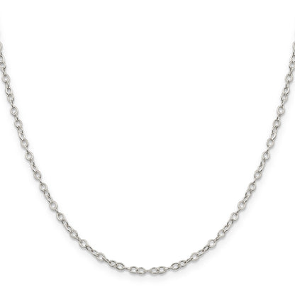 20 Inch Sterling Silver 2.5mm Flat Open Oval Cable Chain Necklace